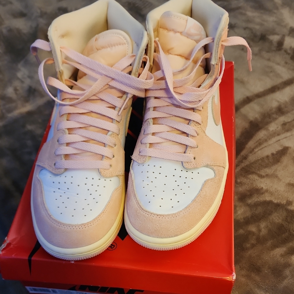 Jordan Women's Pink and Cream Sneakers With Box